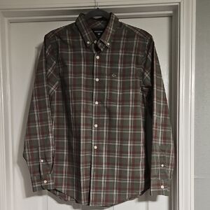 Dockers Men's Olive and Red Plaid Button Down Shirt